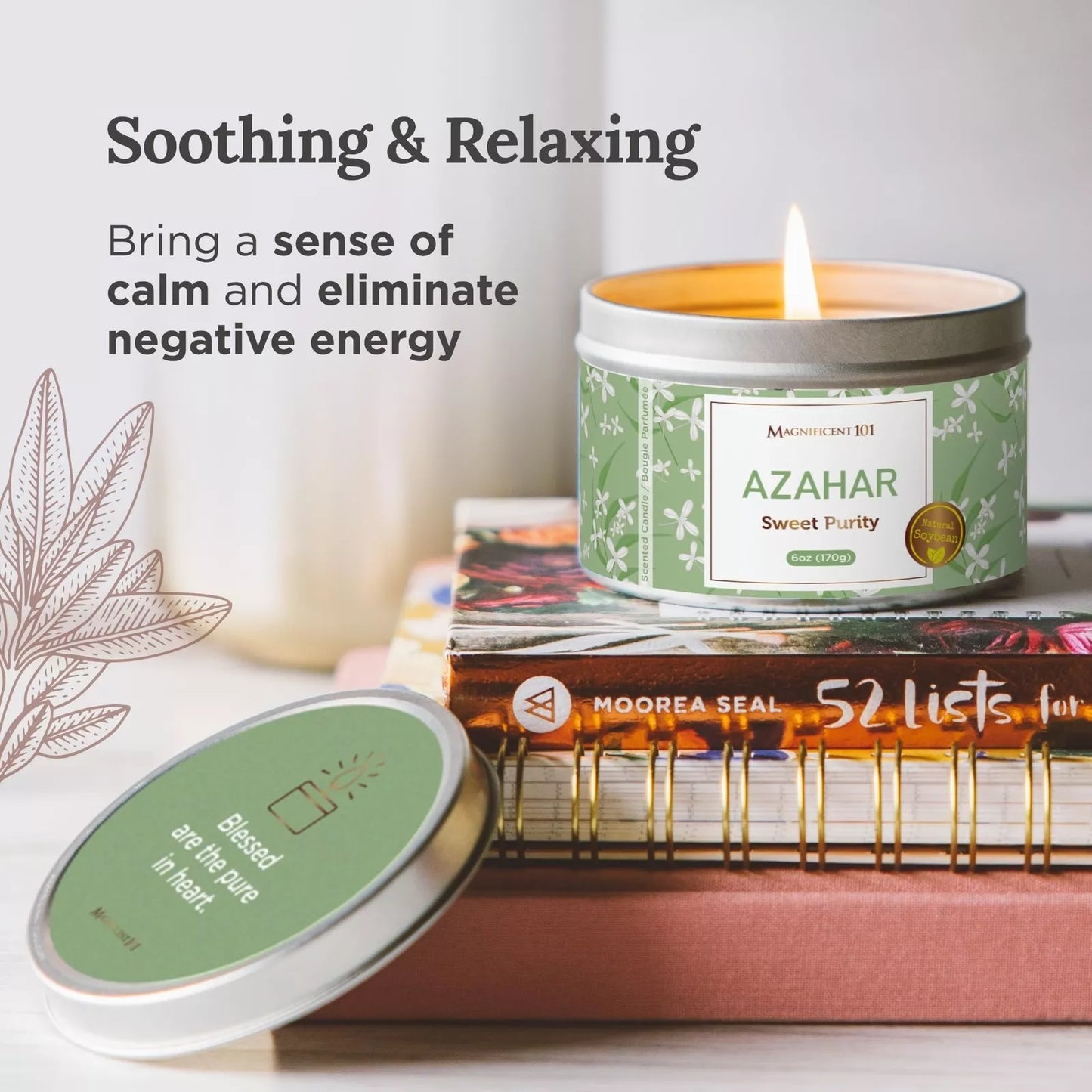 6oz Flower Intention Smudge Candle Azahar Scent