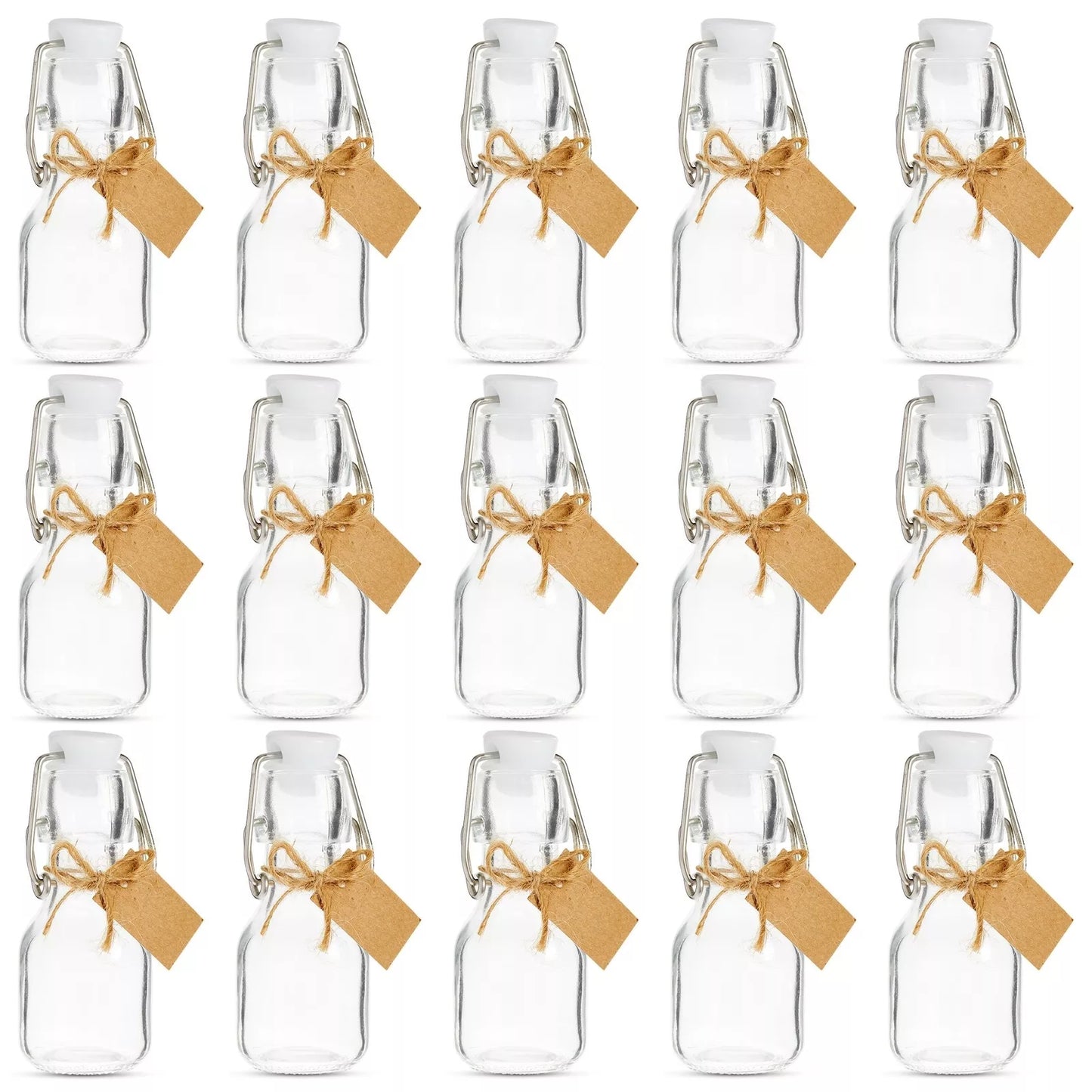 15-Pack 2 oz Swing-Top Glass Bottles with Lids