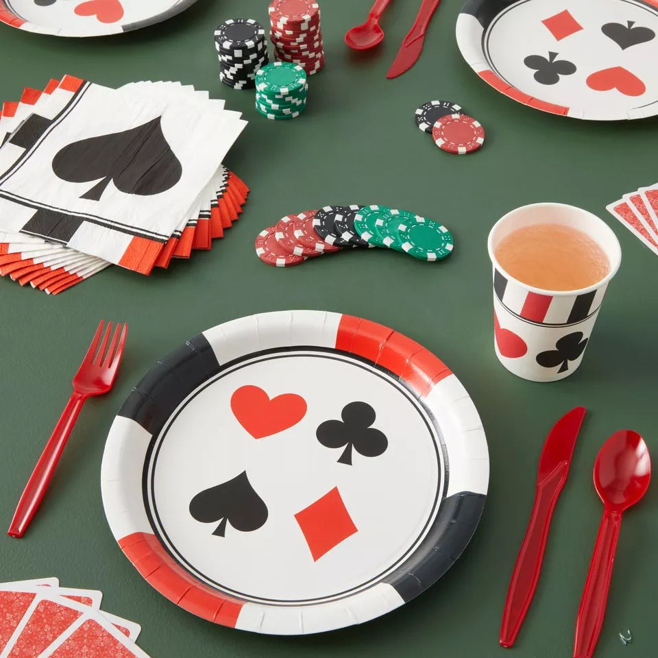 144 Piece Casino Theme Birthday Party Decorations, Dinnerware Set, Serves 24