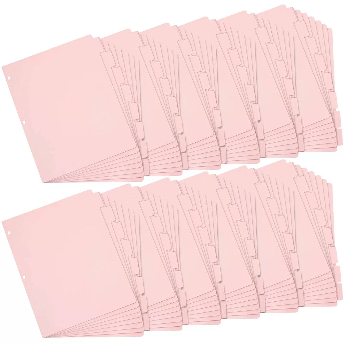 12 Sets of Pink 8-Tab Dividers for 3-Ring Binders, 96 Total Dividers, Letter Size