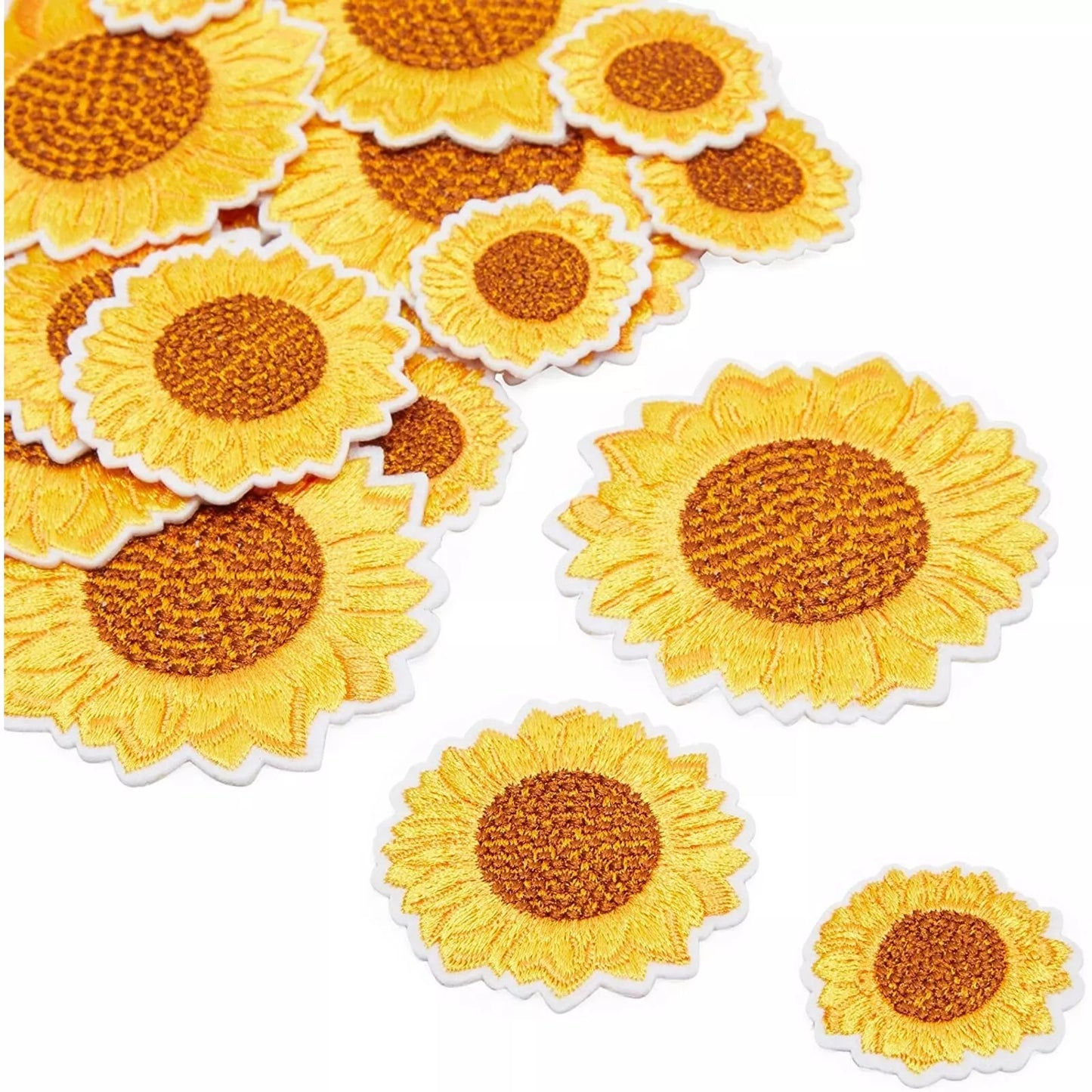 18 Pieces in 3 Sizes Iron-On Sunflower Patches