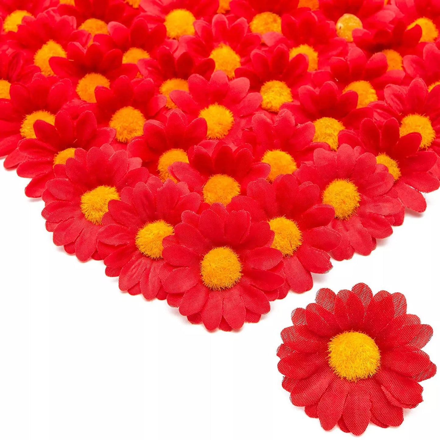 100-Pack Red Artificial Silk Daisy Flowers