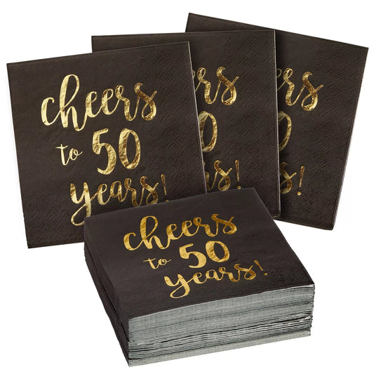 50 Pack "Cheers to 50 Years" Napkins - 3-Ply, 5 x 5 in