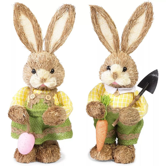 2-Pack Easter Standing Bunny Statues 12-Inch Rabbit Figurines