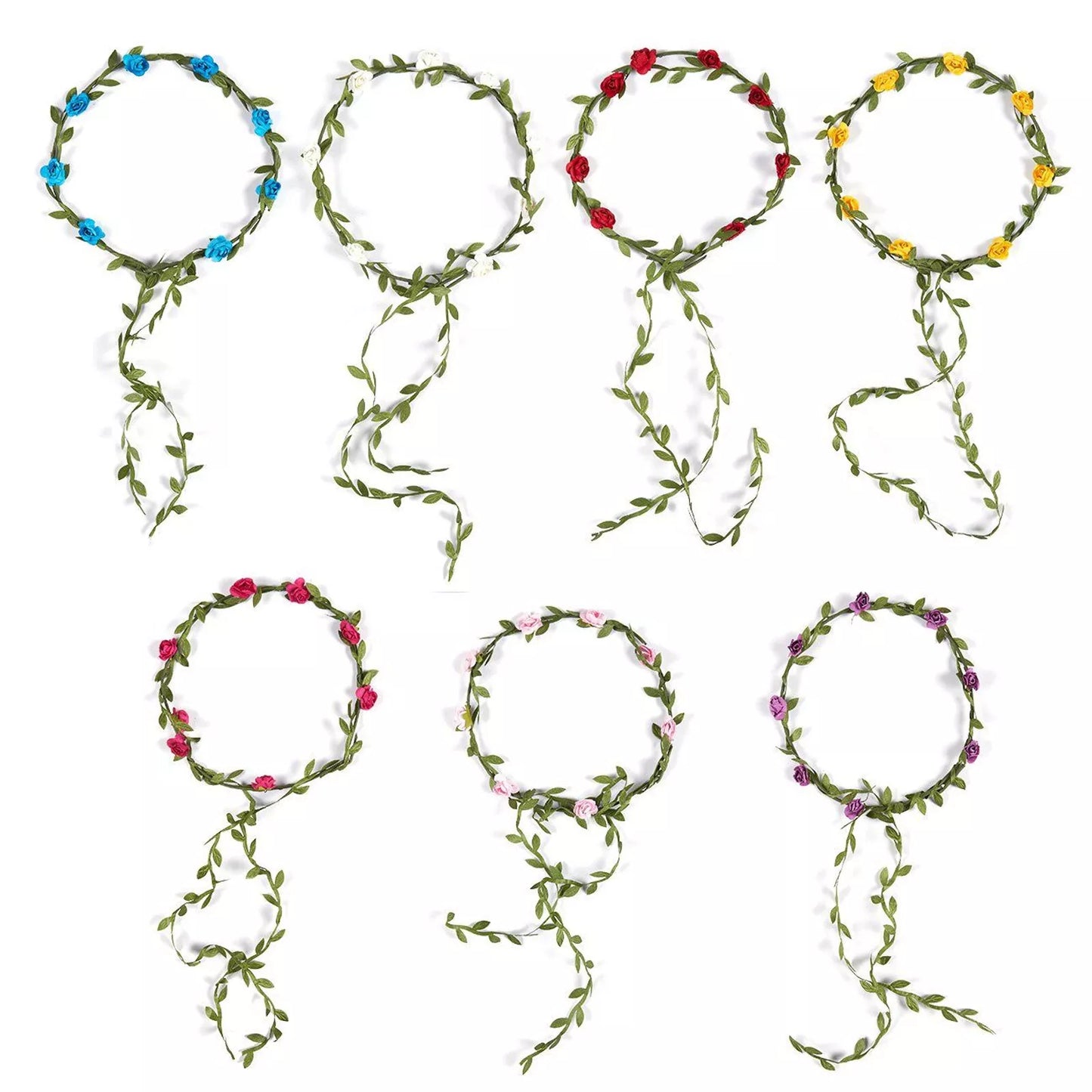 Set of 7 Adjustable Floral Crown Wreath