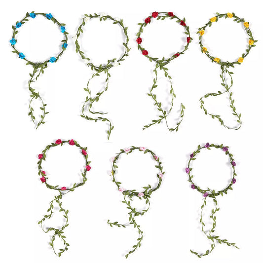 Set of 7 Adjustable Floral Crown Wreath