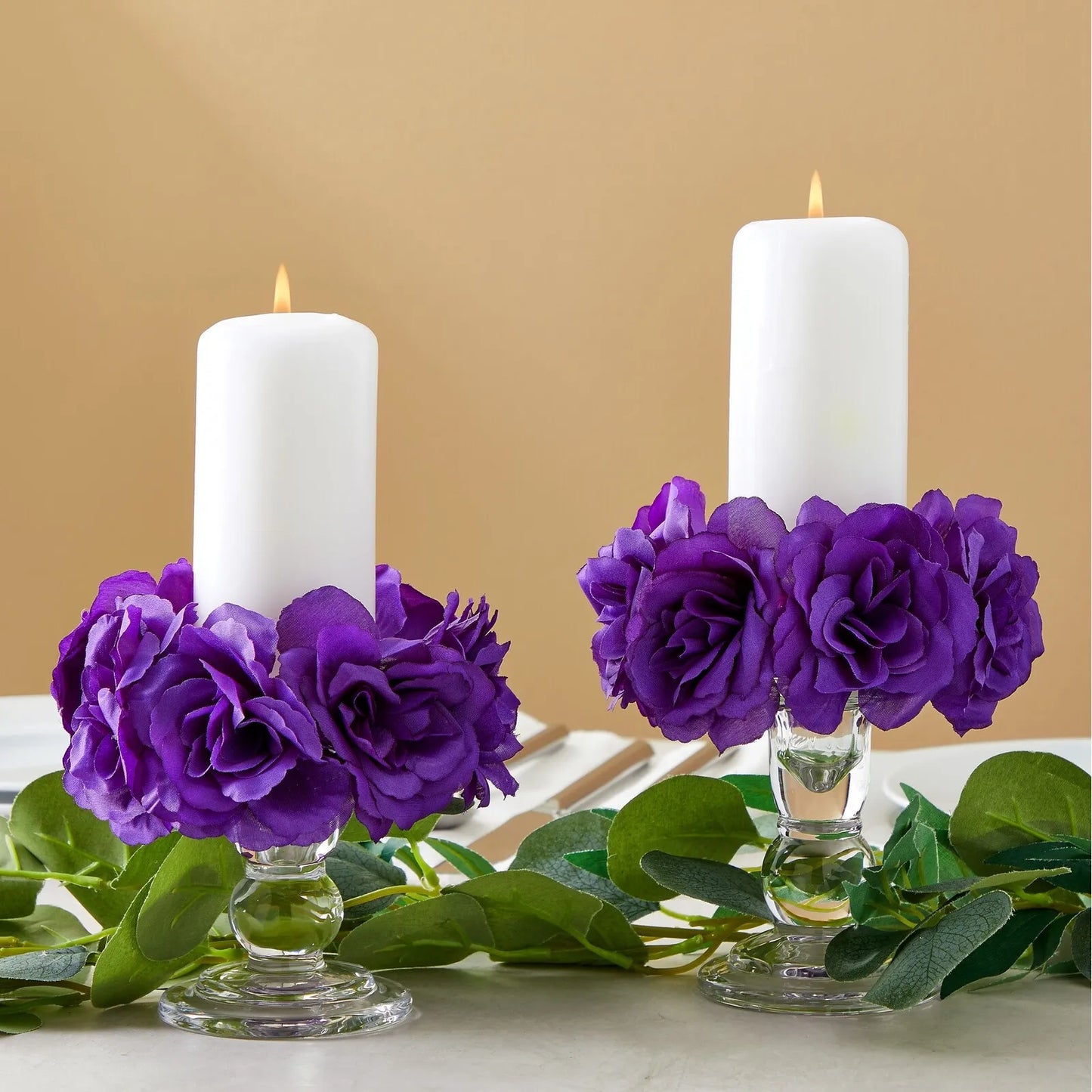 50-Pack Purple Artificial Roses, 3 Inch, Stemless Silk Flowers