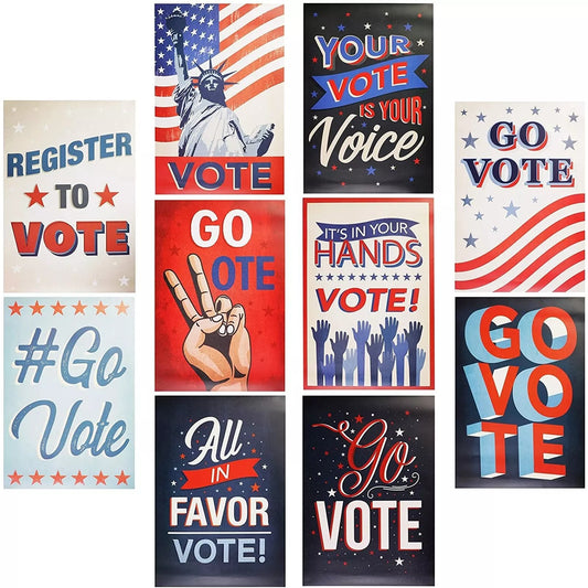 10 Pack "Go Vote" Election Day Poster, 13x19"