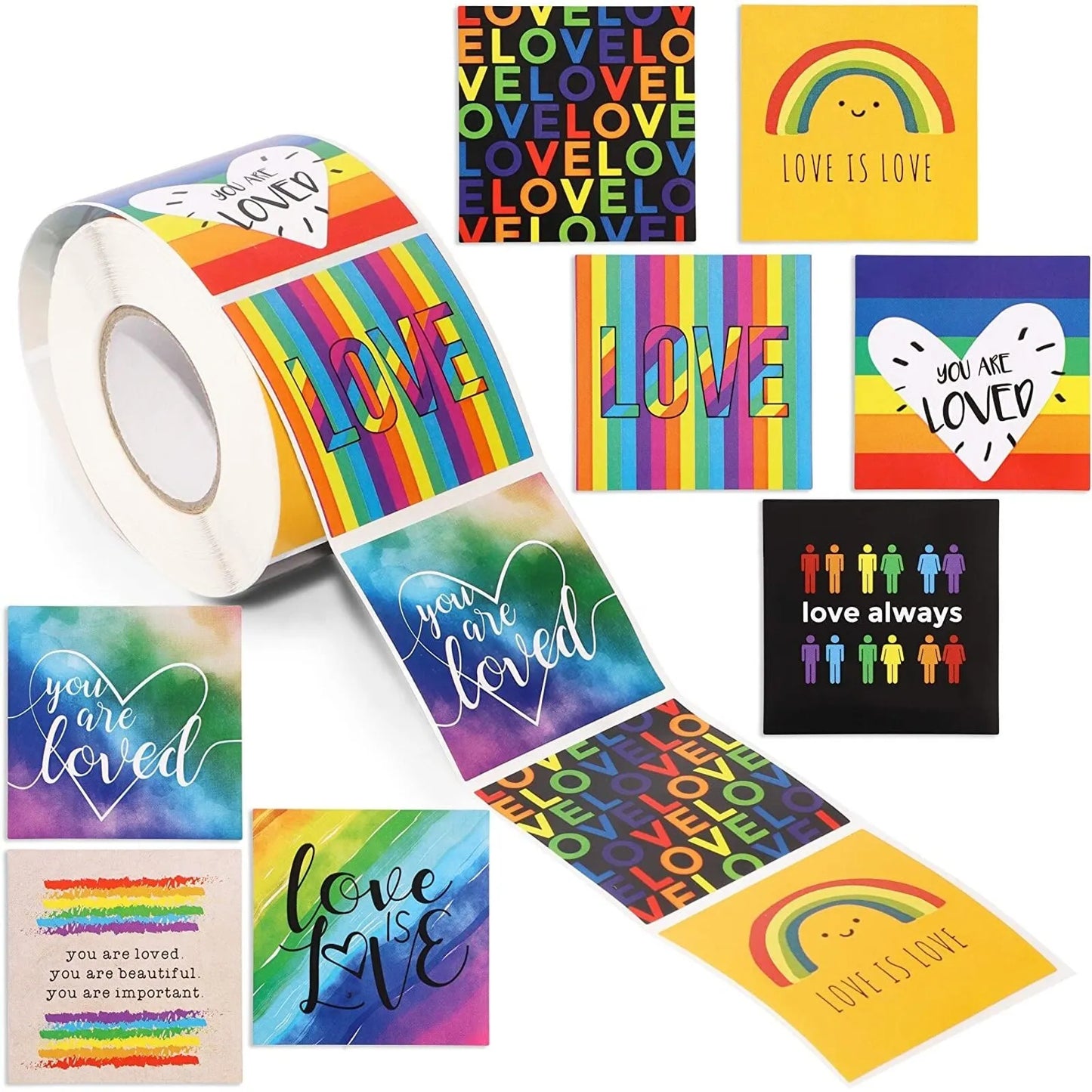 500 Count Rainbow Love Pride Sticker Decals