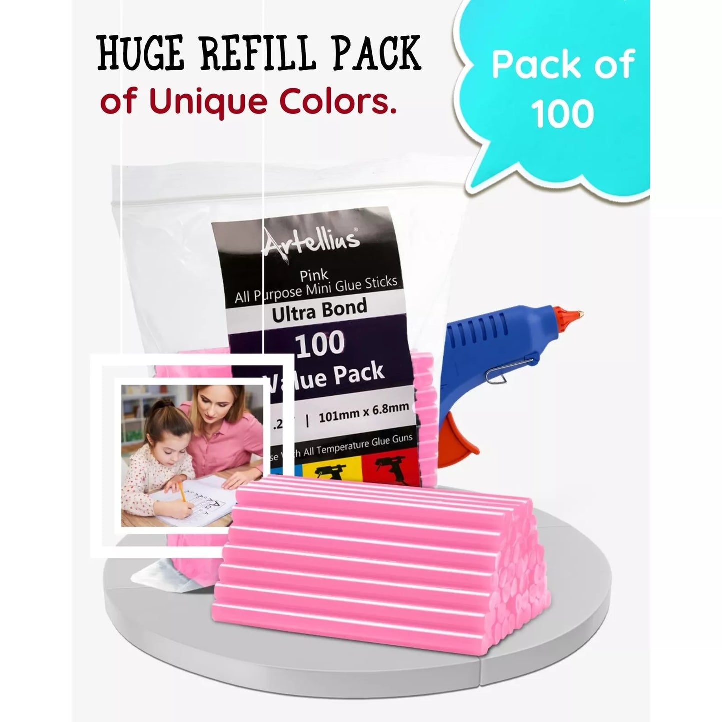 100-Pack Ultra Bond Hot Melt Adhesive Hot Glue Sticks Pink