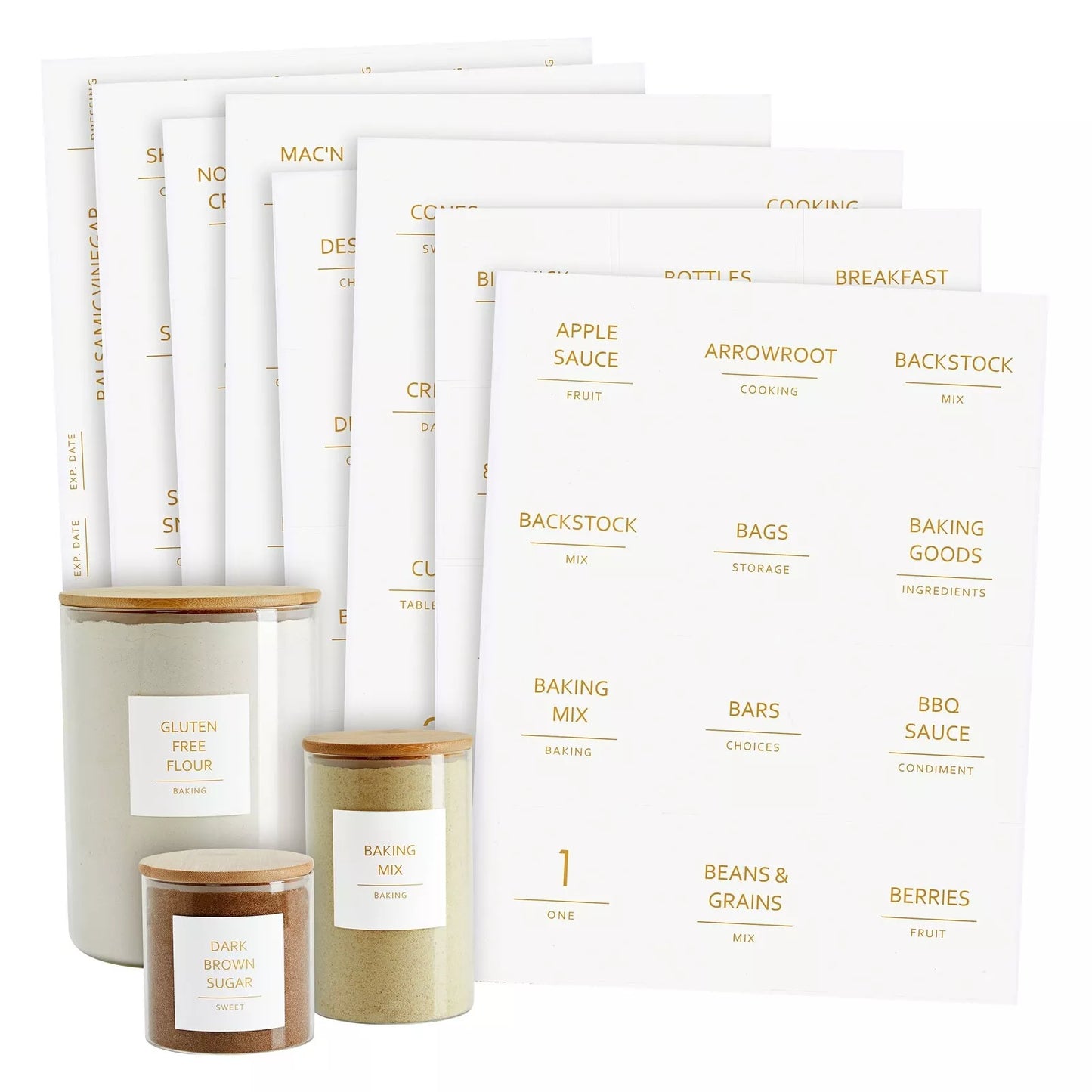 157 Pantry Organization Labels Gold on White Stickers