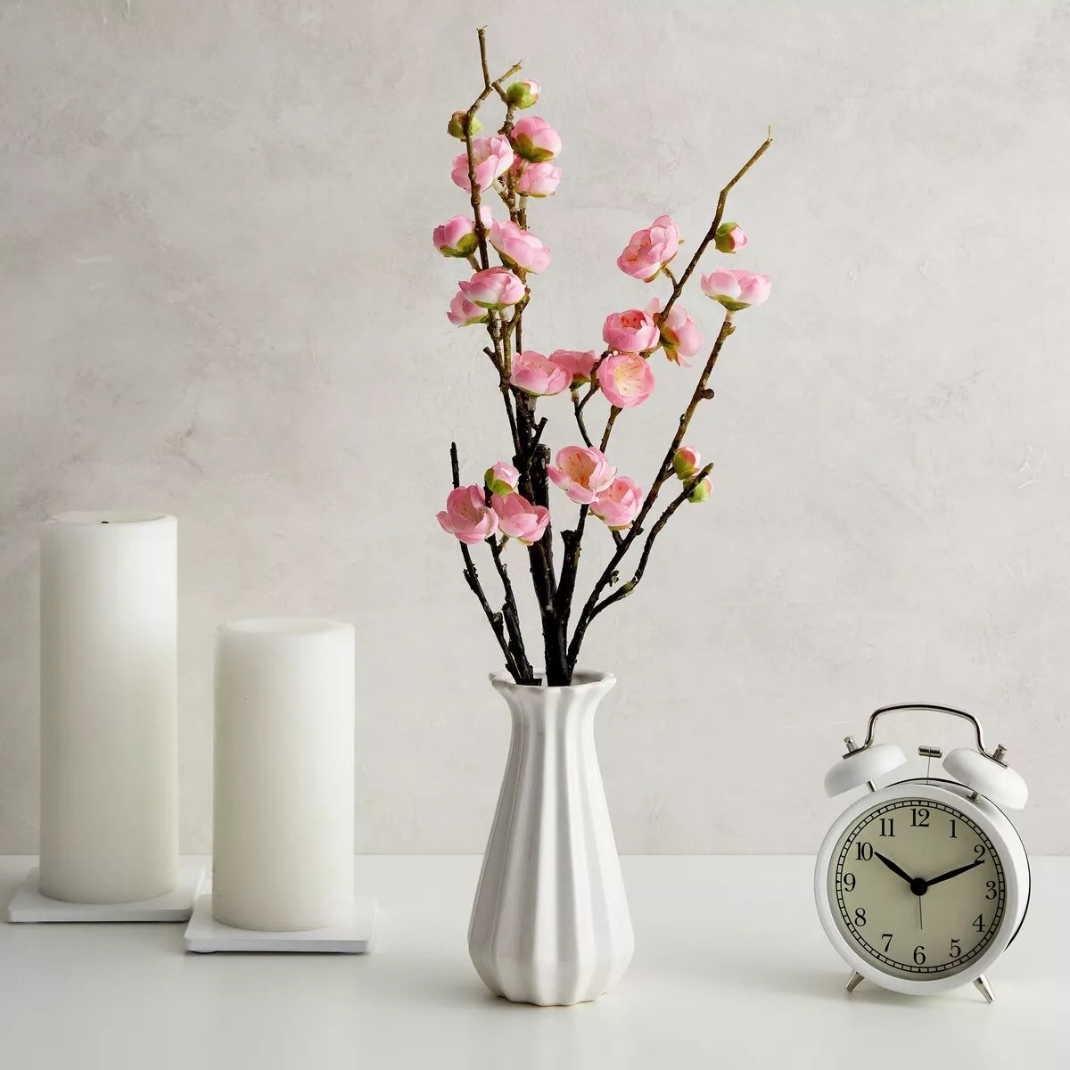 5.8" Cherry Blossom Artificial Flower with Ceramic Vase