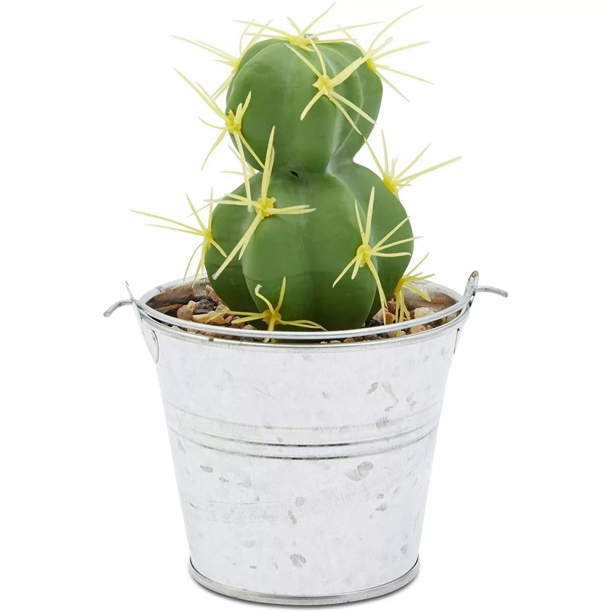 4x Artificial Succulents Cactus Plants with Iron Bucket