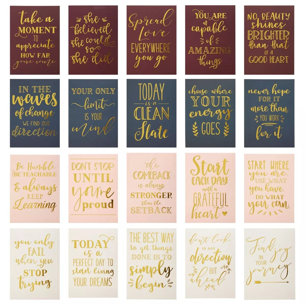 20-Pack Motivational Quotes Desk Cards with Stands