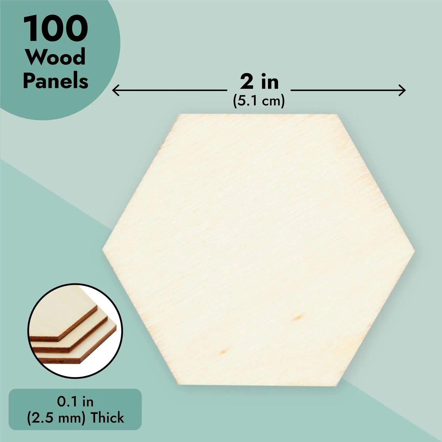 100-Pack Unfinished Wood Hexagon Pieces