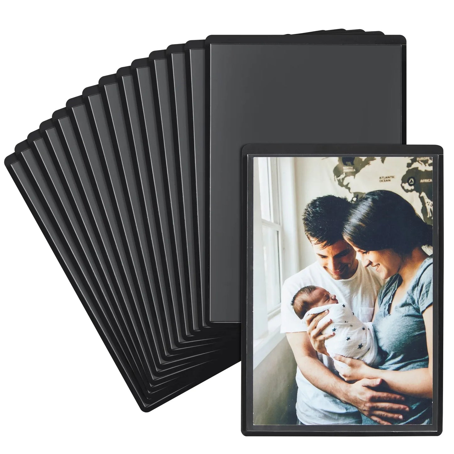 15 Pack 4x6 Black Magnetic Photo Frames with Clear Cover