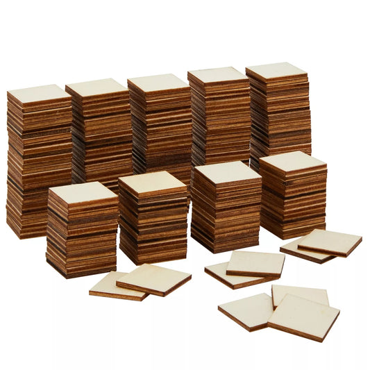 200-Pack Unfinished Wood Cutouts, 1x1 Inch