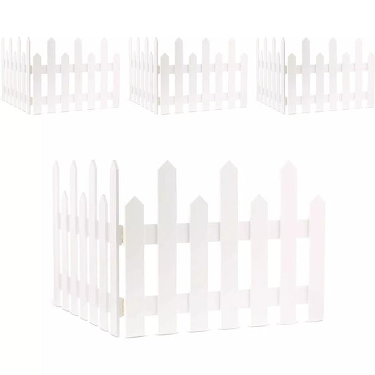 2-Piece Mini White Picket Fence for Christmas Tree