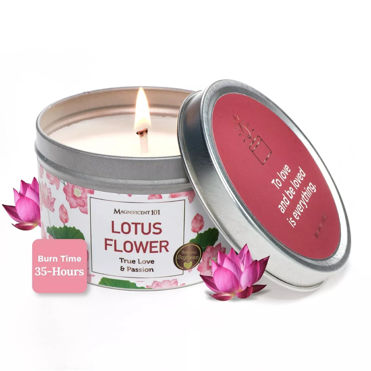 6oz True Love & Passion Tin Candle Lotus Flower