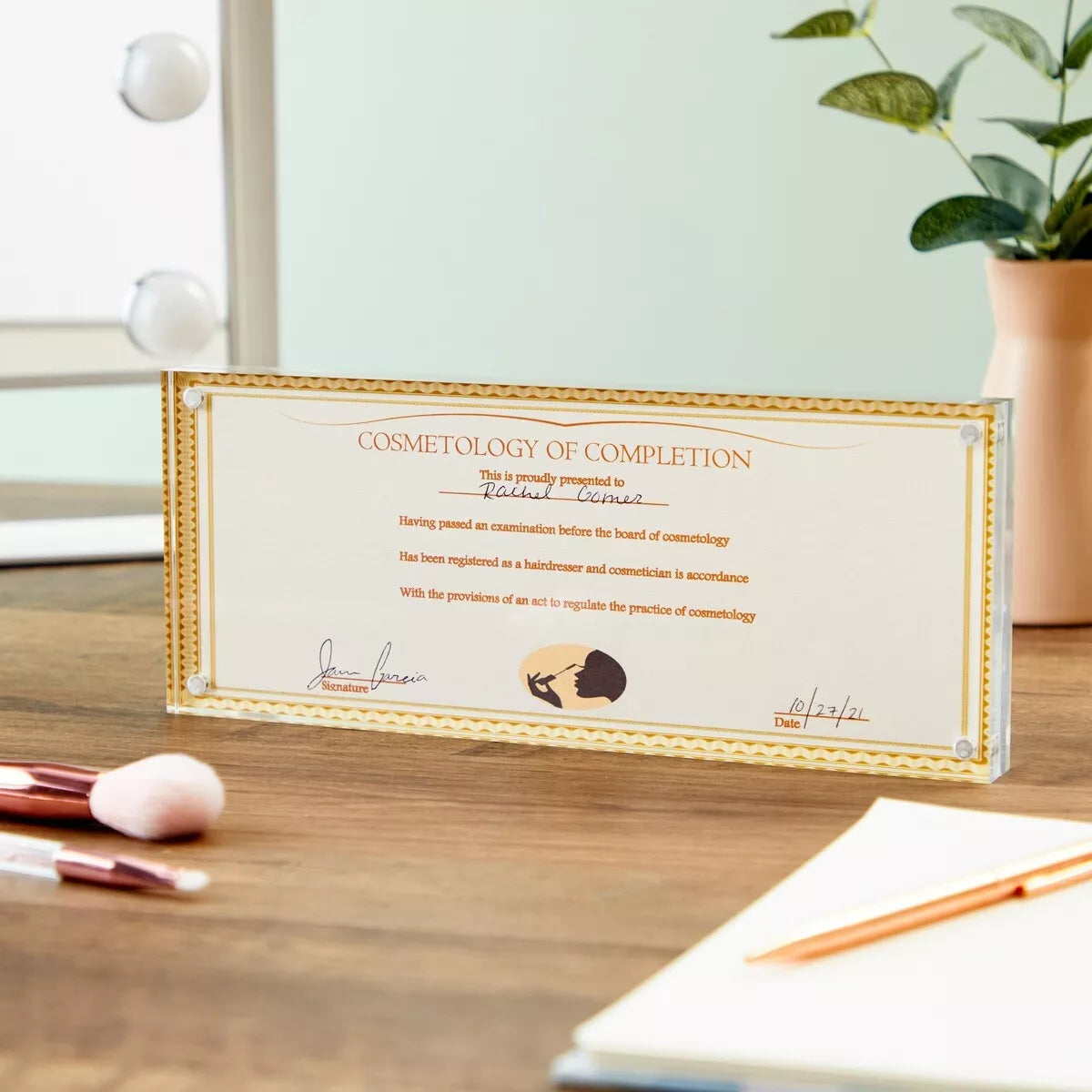 4x10-Inch Acrylic Tabletop Certificate Frame