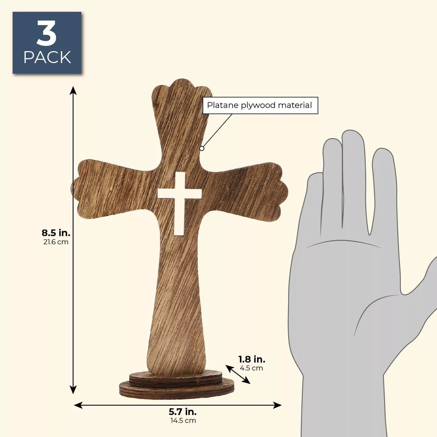 3-Pack Catholic Wooden Cross Centerpieces