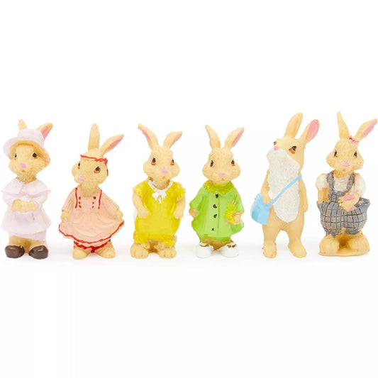 6-Pack Easter Mini Bunny Statues 2.2-Inch