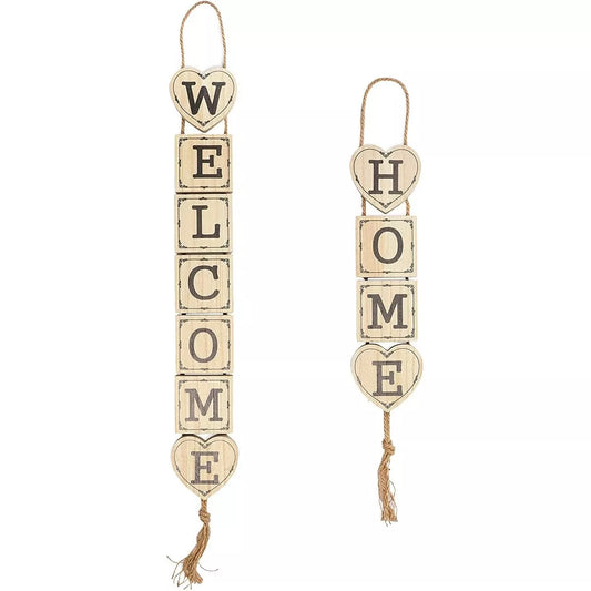 2-Pack Wooden Welcome Home Front Door Signs