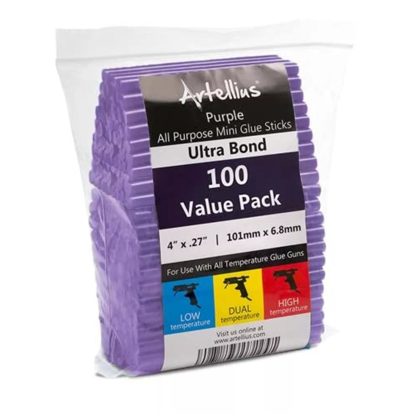 100-Pack Hot Glue Sticks Ultra Bond Hot Melt Adhesive, Purple