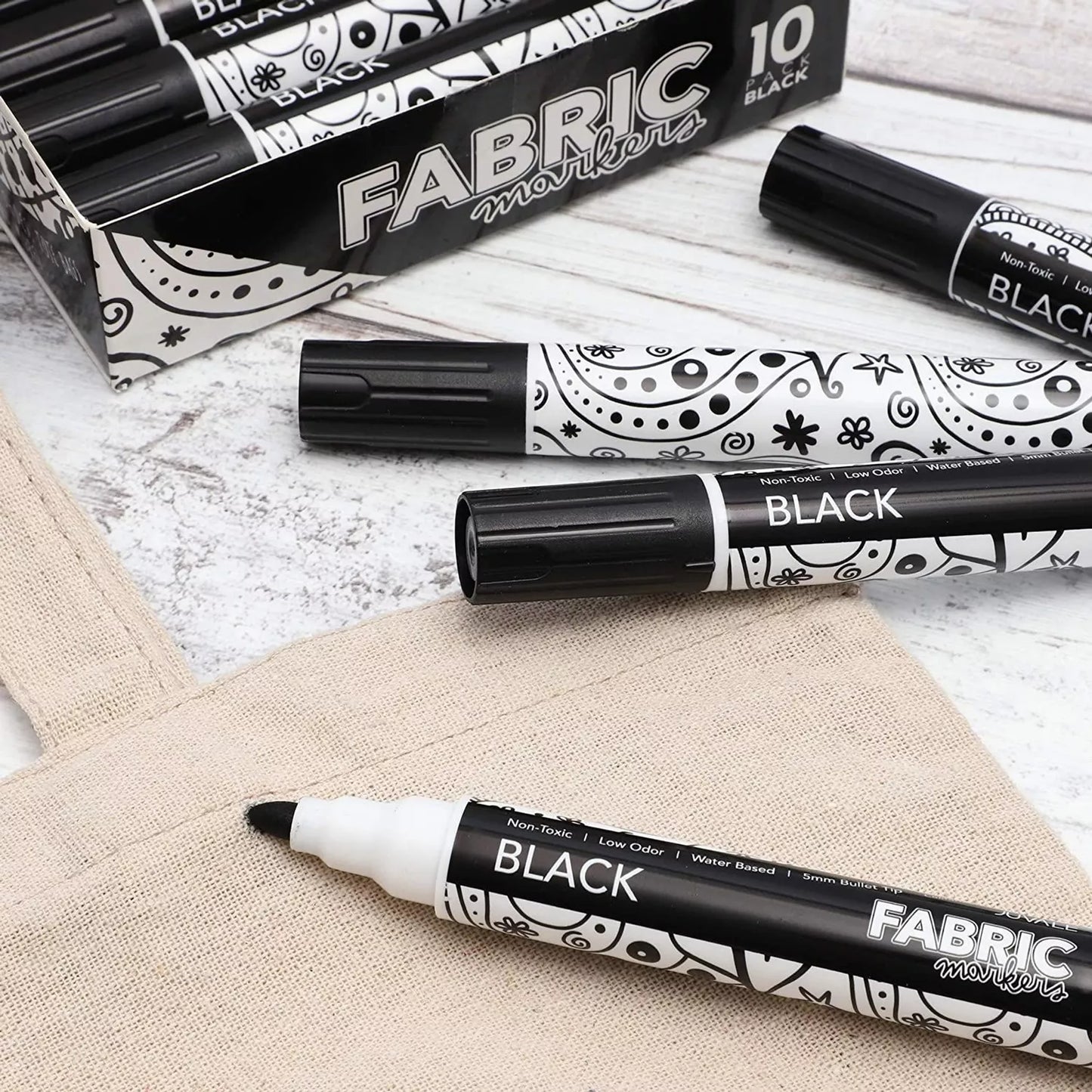 Permanent Fabric Markers Set of 10, Textile Marker Pens