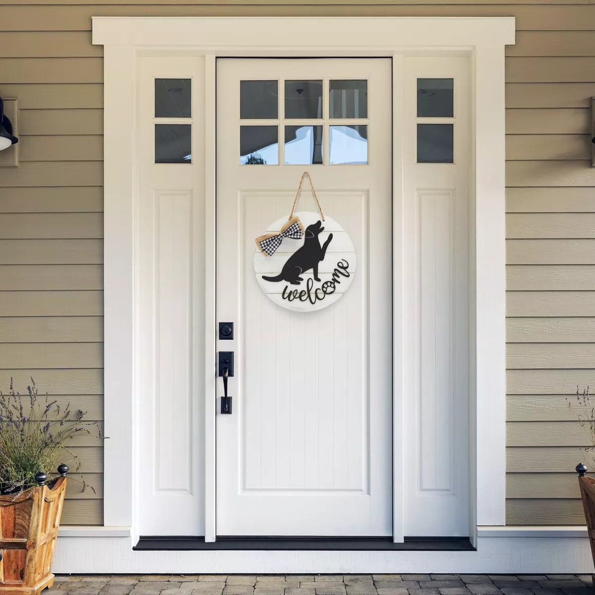 Farmhouse Welcome Hello Porch Sign With Dog Cutout