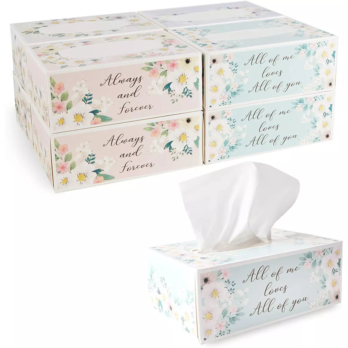 8-Pack Wedding Facial Tissue Box Set - 3-Ply, 100 Sheets per Box, 800 Sheets Total