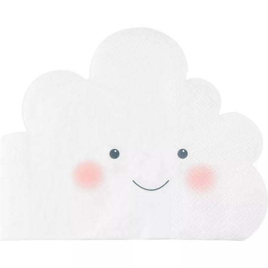 Cocktail Napkins - 50-Pack Disposable Paper Die-Cut Napkin, Puffy Clouds Design