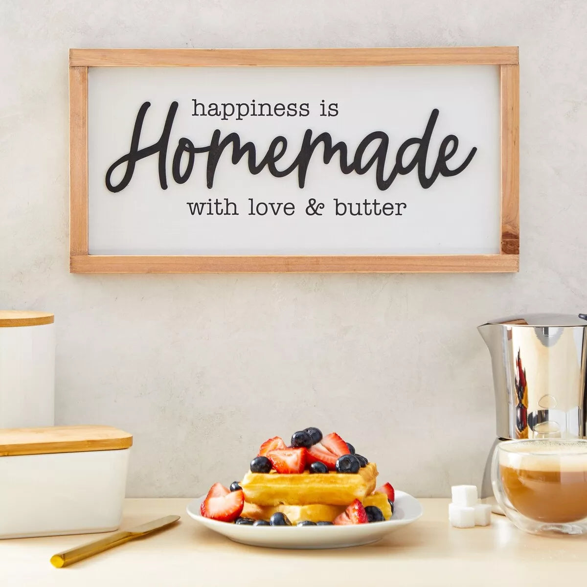 Happiness is Homemade Sign, Wooden Farmhouse Kitchen