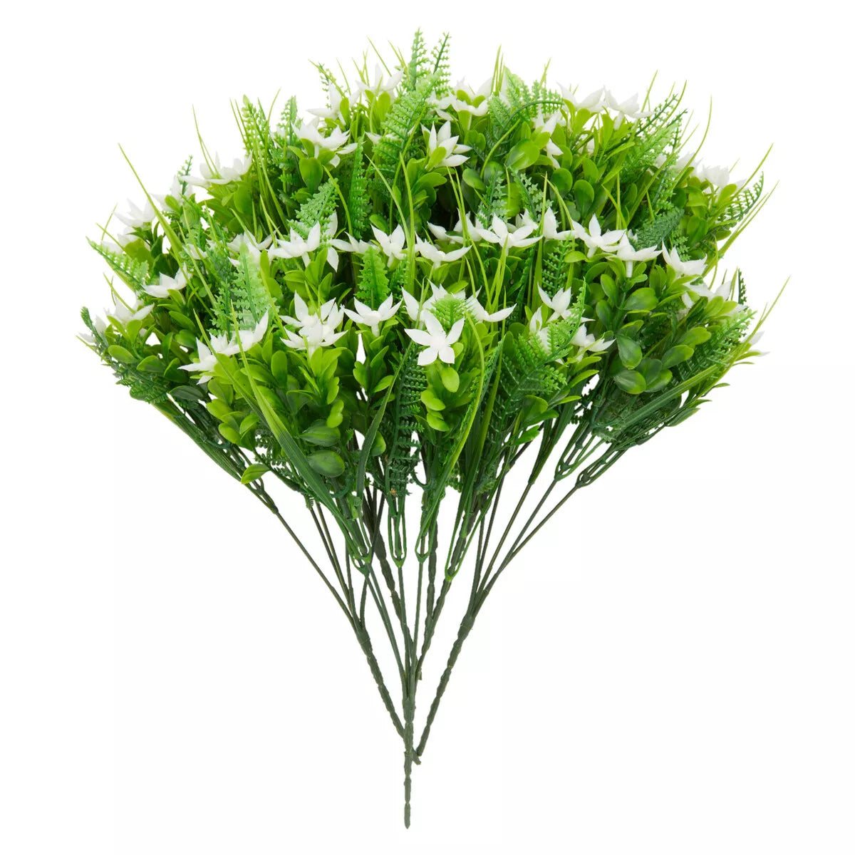 6 Artificial White Jasmine Flowers with 2 Cone Vases