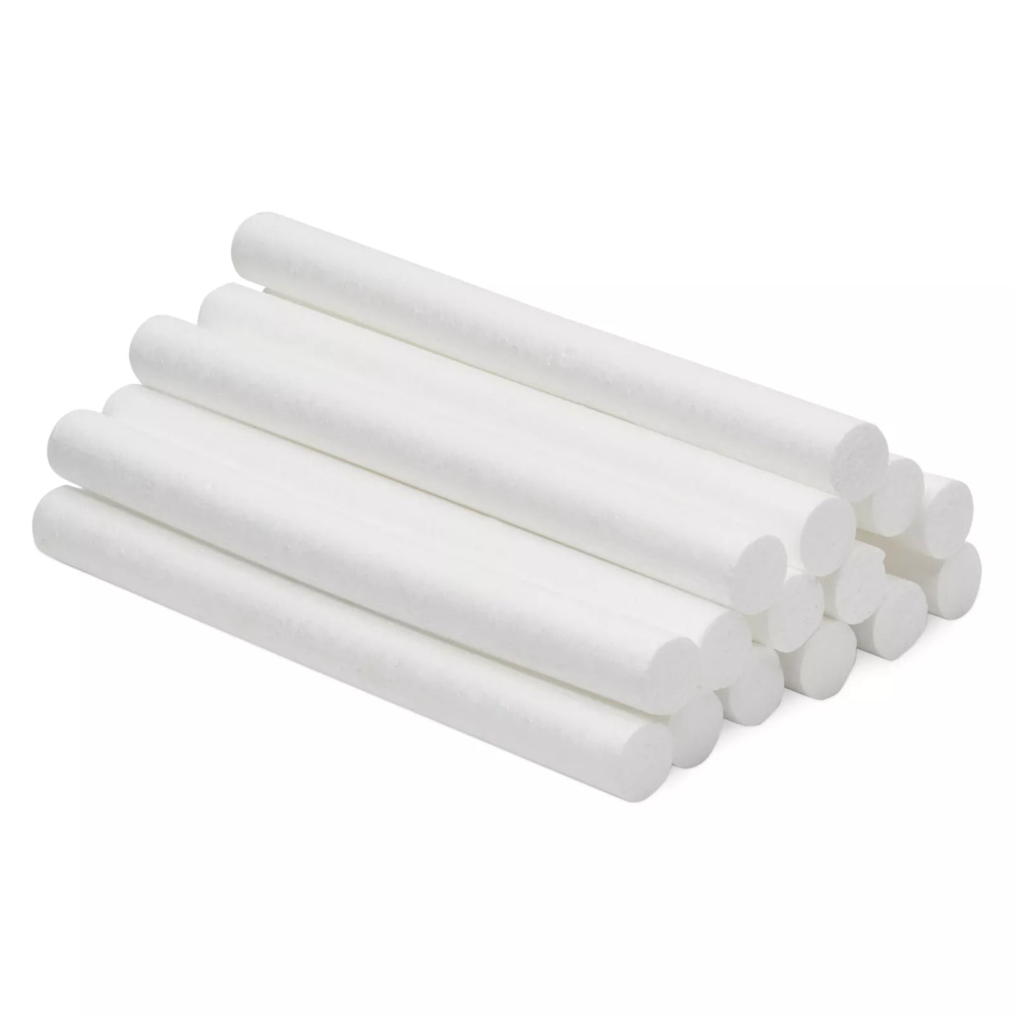 15-Pack White Foam Cylinders 0.9x10 Inch