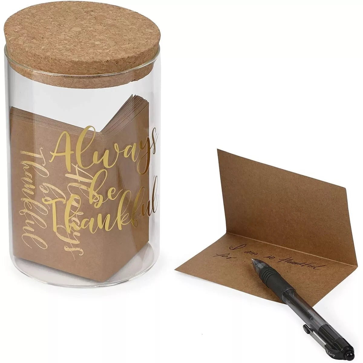 Thanksgiving Gratitude Jar ,Glass Mason Jar with Lid and Cards