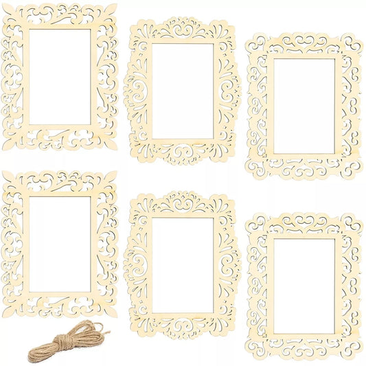 6-Pack Unfinished Wood Frames Cutouts