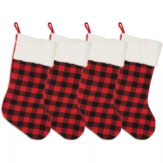 4-Pack Buffalo Plaid Christmas Stockings 19.6-Inch