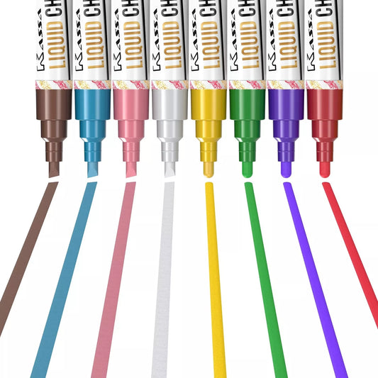 8-Pack Metallic Multicolor Liquid Chalk Markers, Metallic, 8 pack