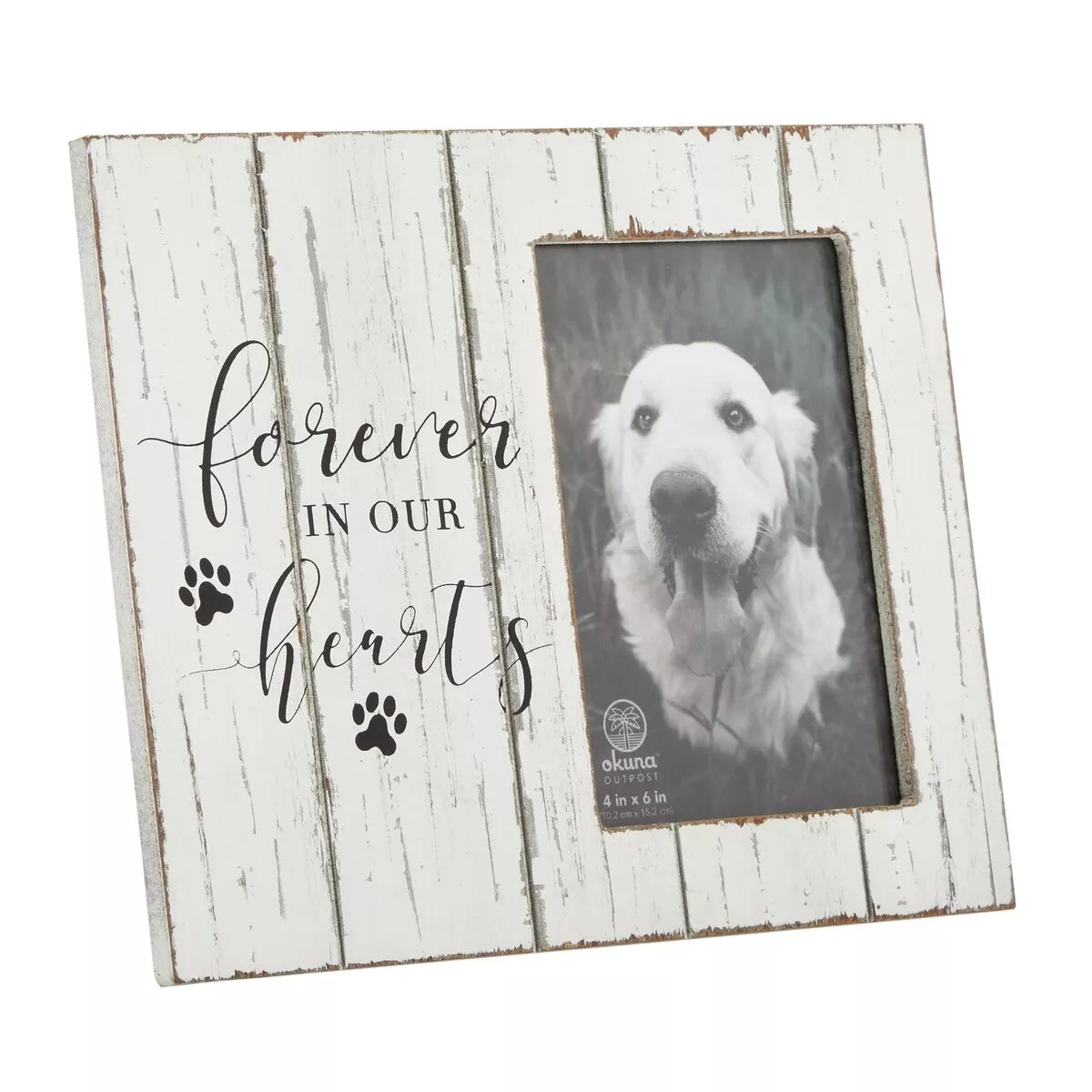 Wooden Pet Memorial Picture Frame, White, 9.5x7.9-Inch