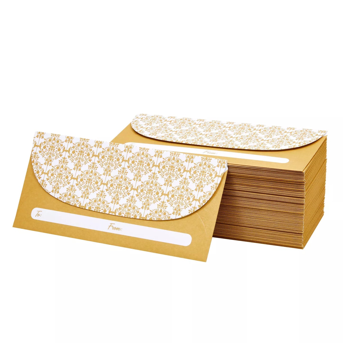 100-Pack Gold Money Envelopes Fancy Decorative Design