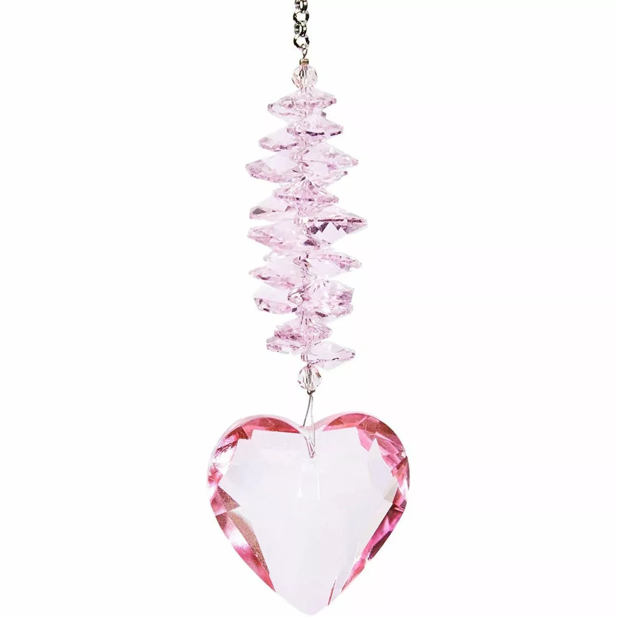 Pink Heart Crystal Suncatcher Prism for Window