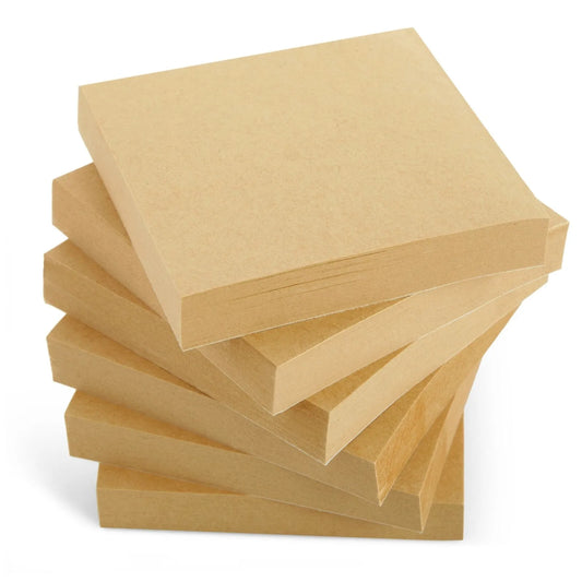 Juvale 6-Pack Kraft Paper Sticky Notes - 100 Sheets Per Pad, 3x3 Inch, for School