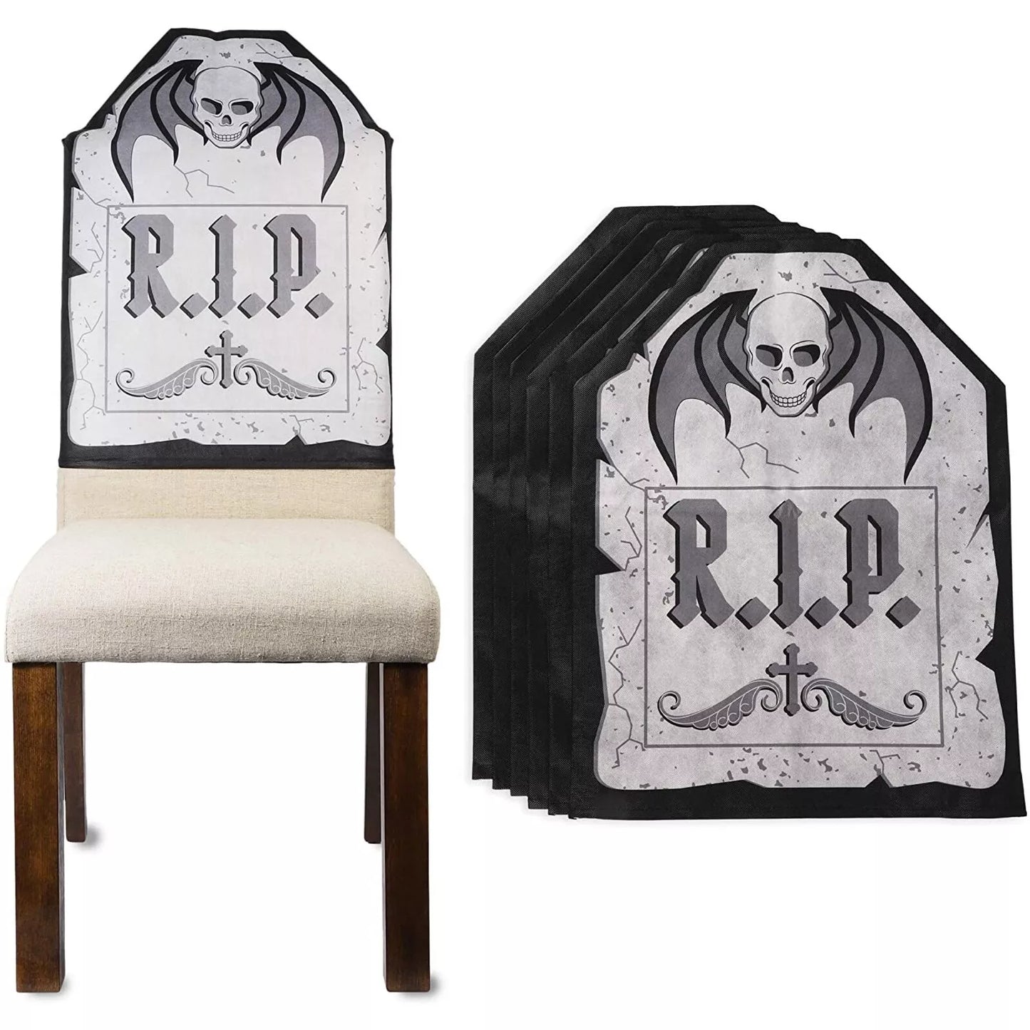 6-Pack Spooky Central Halloween Ghost Chair Covers 19x26-Inch