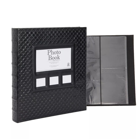 Faux Leather Wedding Photo Album, 600 Pockets for 4x6 Inch Photos (14.5 x 13.5")