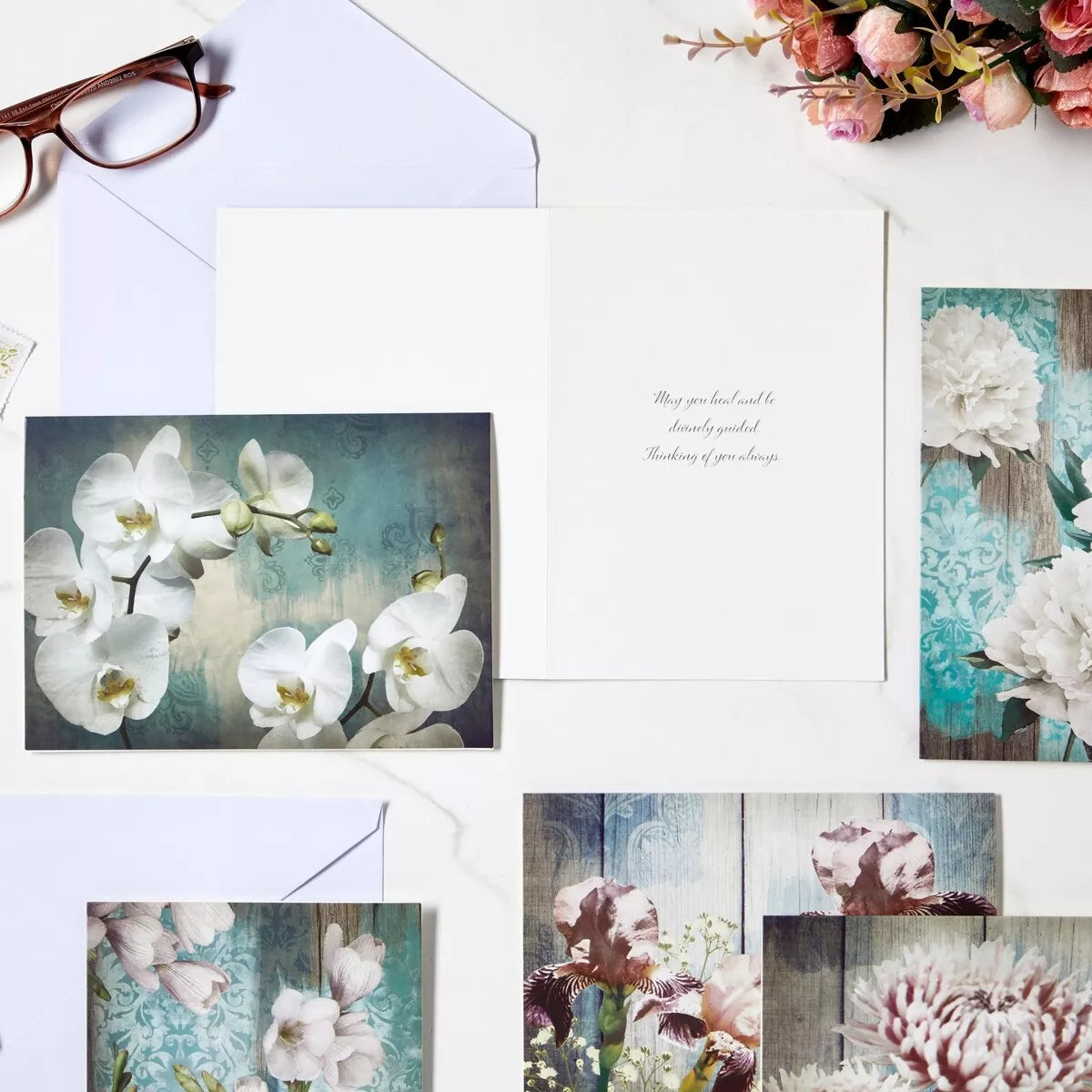 24-Pack Floral Sympathy Cards with Envelopes