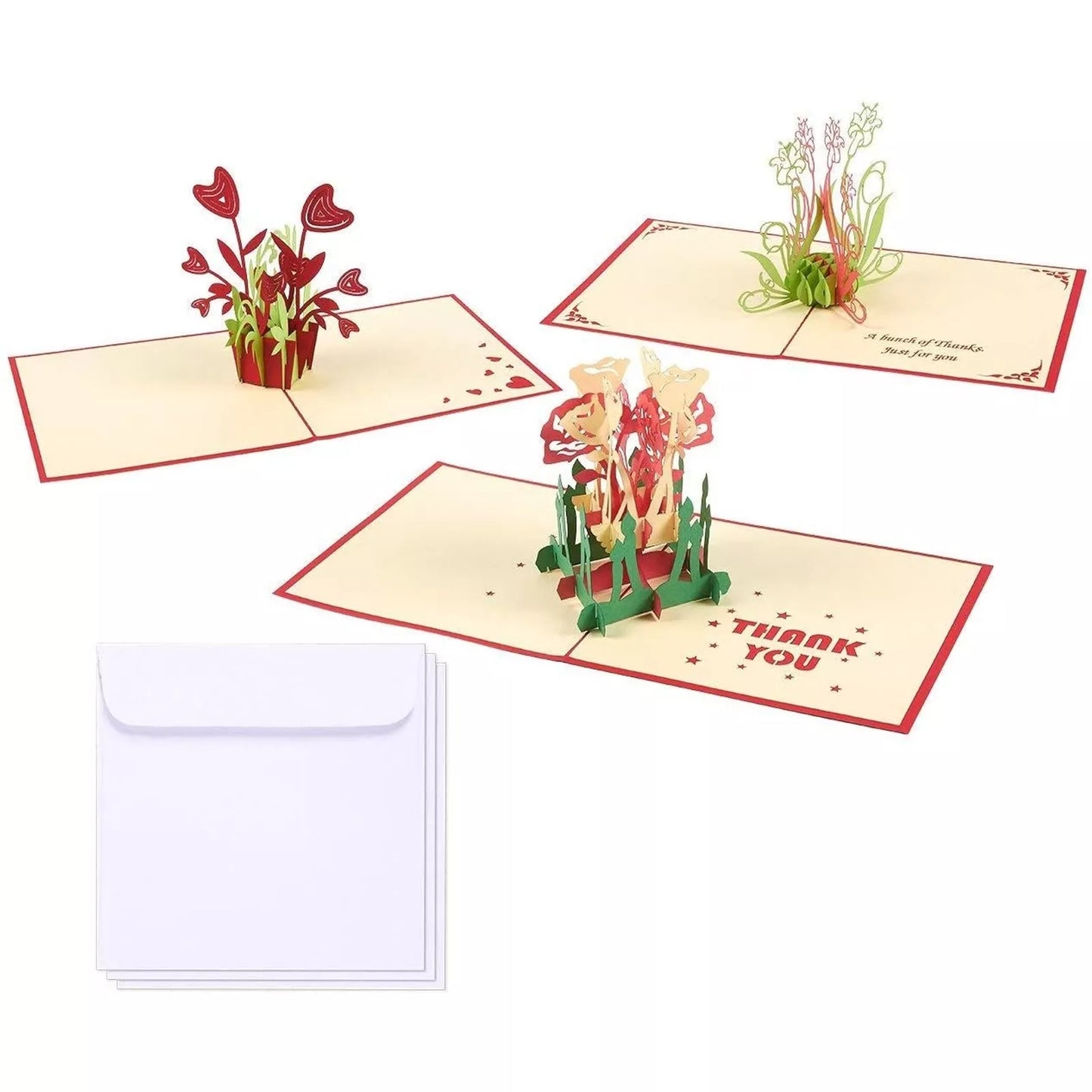 3-Pack Pop-Up Flower Thank You Cards with Envelopes