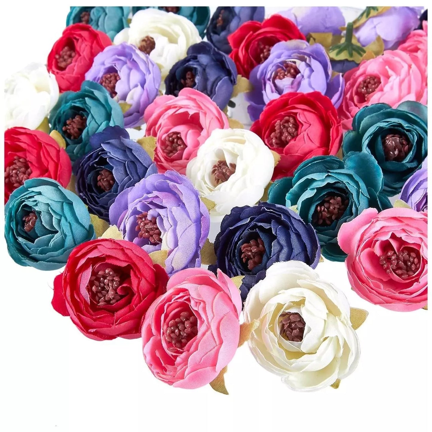 60 Valentine's Day Artificial Peony Flower Heads, 1.6 Inch