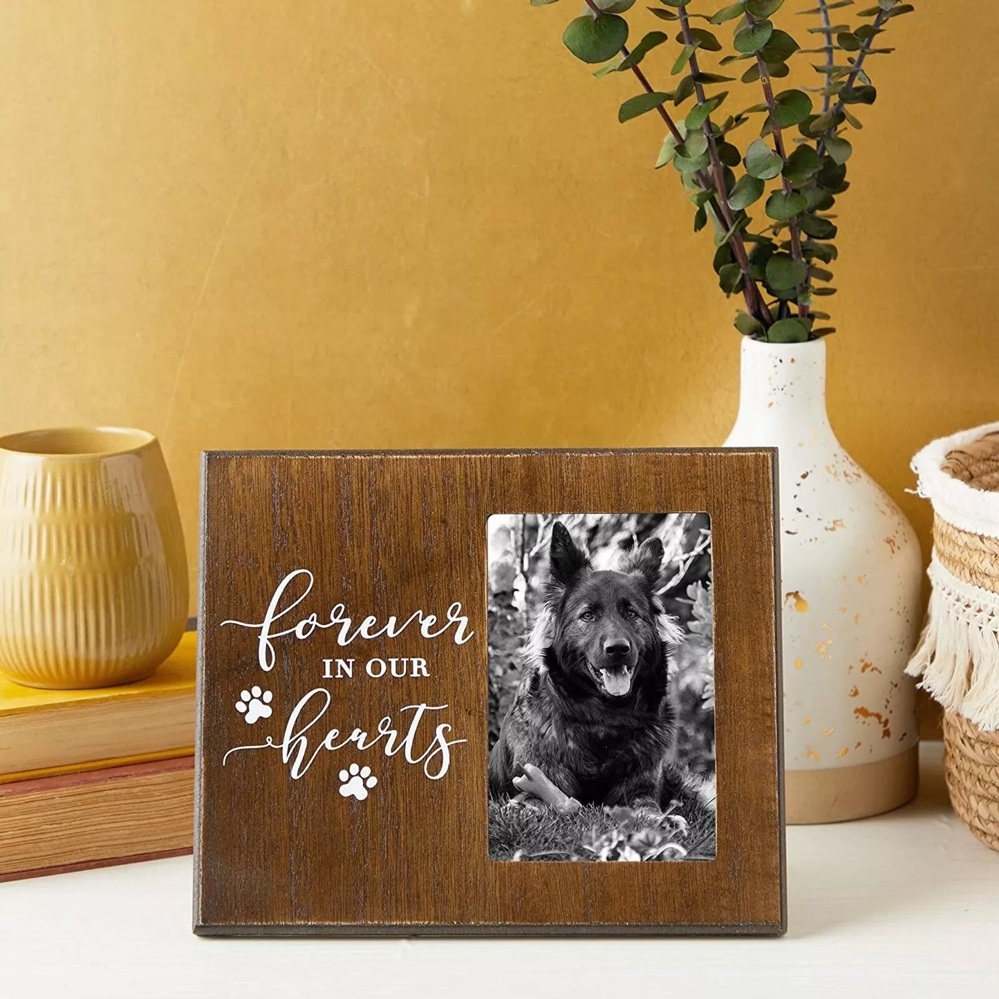 Wooden Pet Memorial Picture Frame Brown 9.5x7.9-Inch