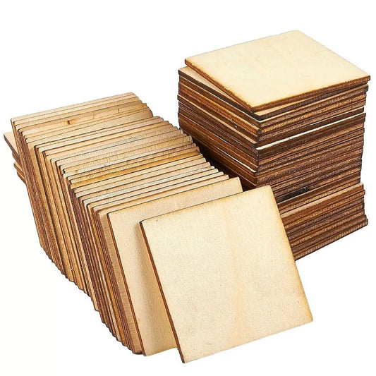 60-Pack Unfinished Wooden Coaster Tiles